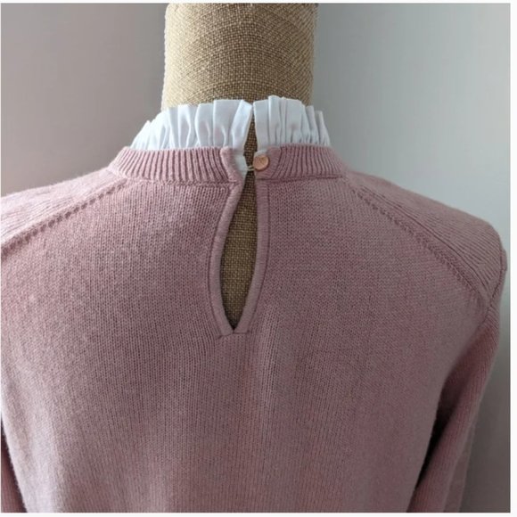 Ted Baker Lissiah Bobble Sleeve Mockable light pink white layered Sweater size 3 - Picture 11 of 13